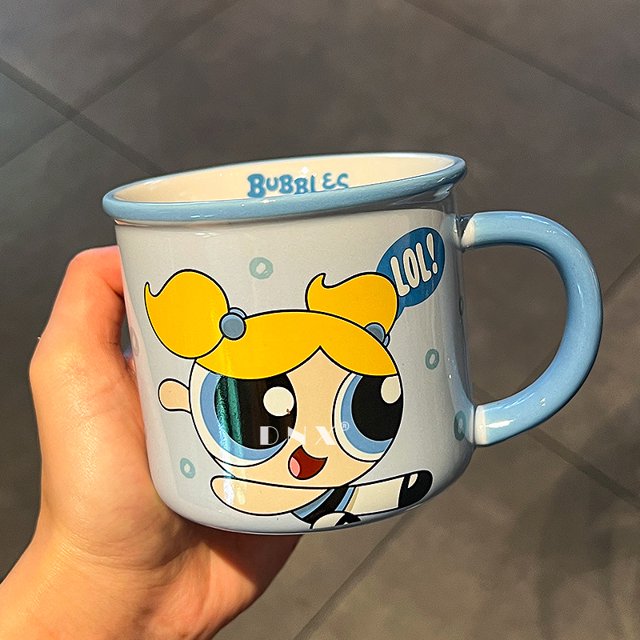 Taza de cerámica de Las Chicas Superpoderosas, taza bonita con patrón de dibujos animados, taza de desayuno para el hogar, taza de regalo de cumpleaños para niñas