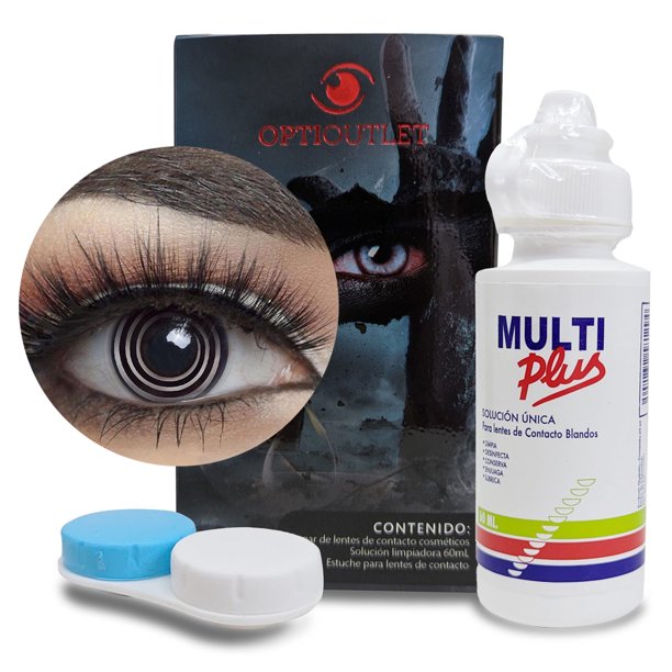 Pupilentes - Lentes de Contacto de Color Fantasía para Maquillaje y Disfraces de Halloween | Pupilentes de Colores para Cosplay Anime | Disfraz Halloween Mujer y Hombre - Espiral Negro
