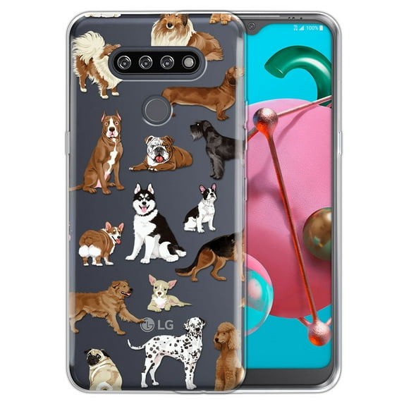 FINCIBO Soft TPU Clear Case Slim Protective Cover for LG K51 K500UM / Reflect L555DL 6.5" 2020, Clear Dog Breeds