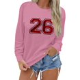 thumbnail image 3 of Chandail en Molleton Col Rond Femme Basique Automne Chandail avec Imprimé Lettre Col Rond Superposition Confort Rose m, 3 of 7