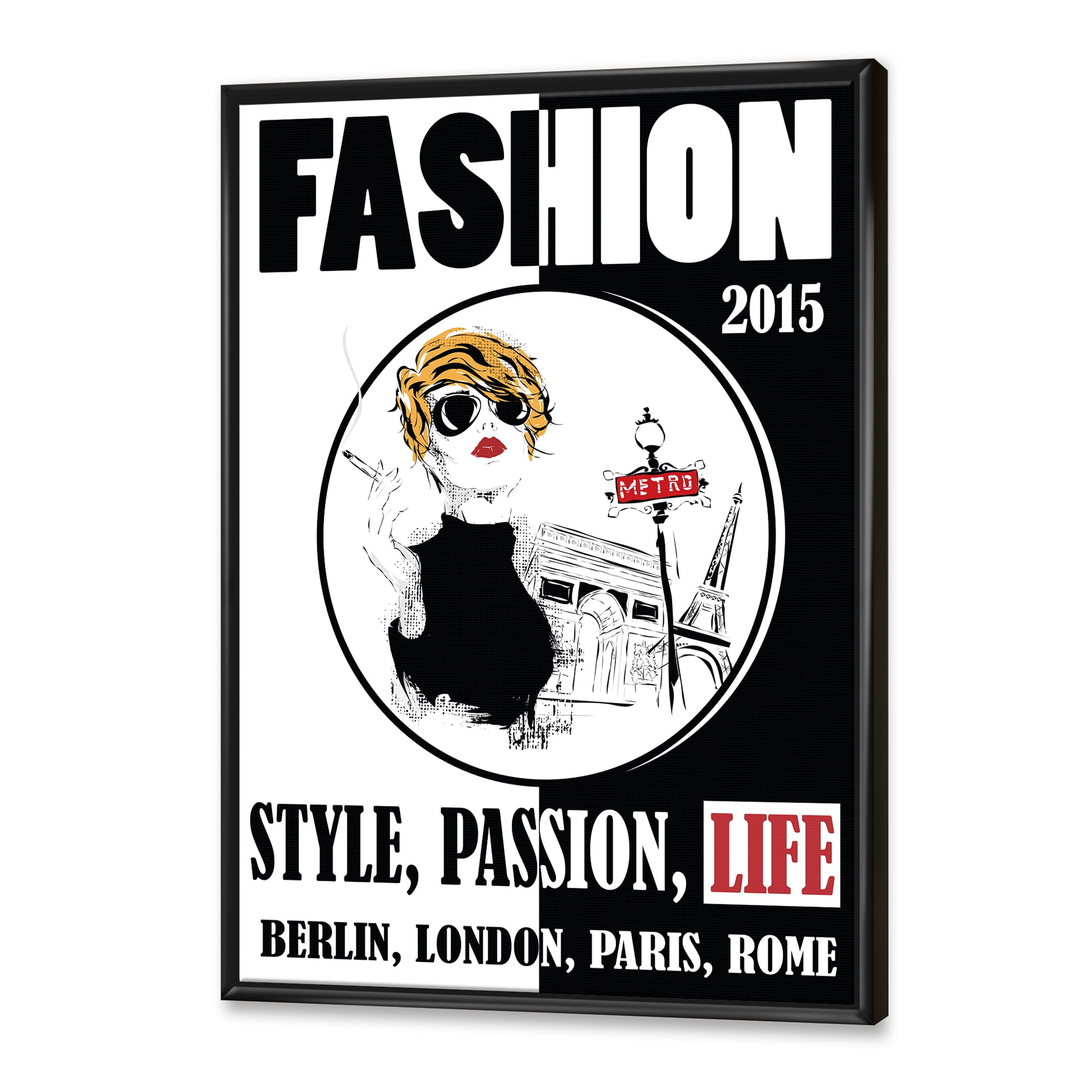 Designart 'Style Passion Life Fashion Woman I' Vintage Framed Canvas Wall Art Print