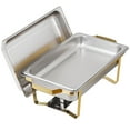 thumbnail image 3 of HomGarden 4 pack Chafing Dishes 8QT Catering Chafer Set Stainless Steel Food Warmers Gold & Silver Foldable Frame with Lid, Pans & Fuel Holders for Buffet, Parties, Weddings, 3 of 10