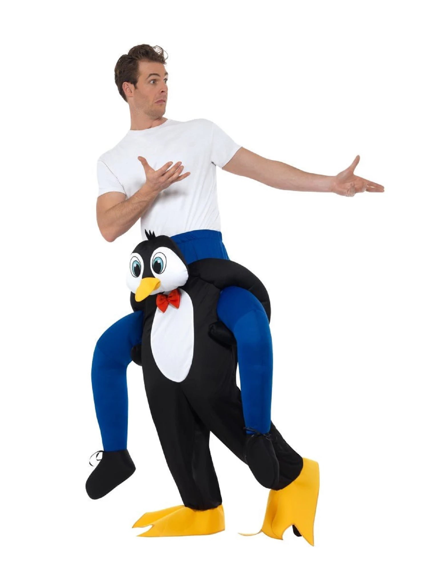 Piggyback Penguin Costume Novelty Comedy Carry Me Fancy Dress Mock Legs Mens 