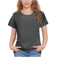 thumbnail image 3 of lcziwo Girls Boys Short Sleeve T Shirts Unisex Kids Summer Crewneck Tops Solid Casual Loose Fit Basic Tees Dark Gray 7 Years, 3 of 9