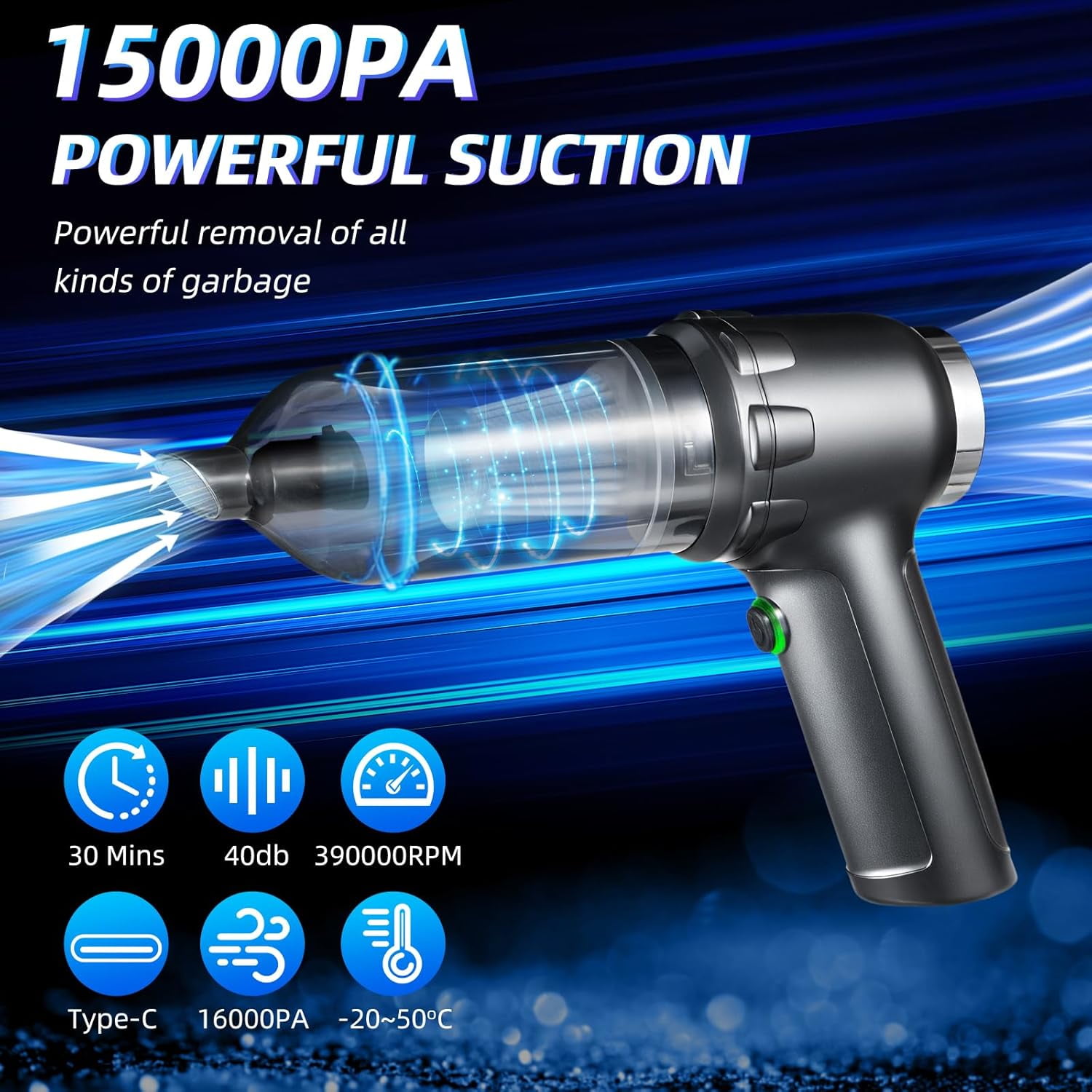 Bug Vacuum Catcher Spider Killer Insect Catcher Cordless Handheld Car Vacuum Cleaner 5 in 1 Portable 15000PA High Power Compressed Air Duster & Air Blower with Brushless Motor for Pet Home Office