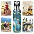 thumbnail image 7 of Yayeee 33oz Insulated Water Bottle Double Wall Stainless Steel with Flip Straw Lid, Light Blue Geometric Pattern, 7 of 7