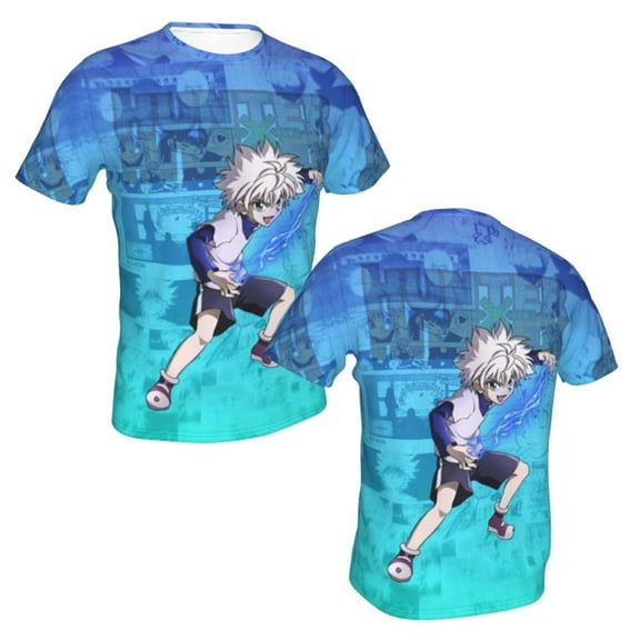 Unisex Adult Hunter X Hunte Killua Lightning T-Shirts, 3D Graphic Novelty Shirts Crewneck Short Sleeve Tees for Men Women