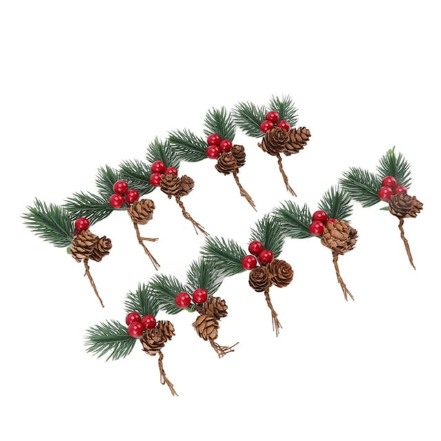 Decoraciones de frutos rojos Jadeshay 10 piezas de palillos navideños