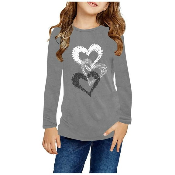 The Childrens Place Girls Long Sleeve Prints Shirts Cute Crewnecks Dressy Casual Blouses Clothes Gray 11 Years