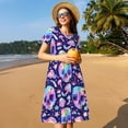 thumbnail image 4 of Lsque crystal Skull mushroom Print Women's Casual Dress T-Shirt Summer Short Sleeve Scoop Neck Swing Dresses, 4 of 6