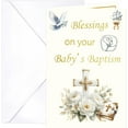 thumbnail image 1 of Baptism Card for Baby Boy Girl 1PCS with Envelope Message Inside Gold Foil 5X7 inch, 1 of 8