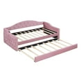 thumbnail image 2 of MODERNLUXE Twin Size Daybed with Trundle,Velvet Tufted Upholstered Sofabed with USB Charging Ports,Wood Slat Support,No Box Spring Needed,Pink, 2 of 7