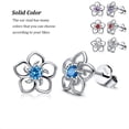 thumbnail image 2 of pitrice 1 Pair Copper Silver Flower Shape Ear Stud Replacement Unfading Exquisite Girls Ladies Earring Jewelry Birthday Gift Purple, 2 of 9
