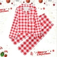thumbnail image 2 of Tfken Christmas Girls Pajama Set Plaid Print Long Sleeve Lapel Neck Shirts Pants Comfortable Cute Kids Sleepwear Red Size 5-6 Years, 2 of 4