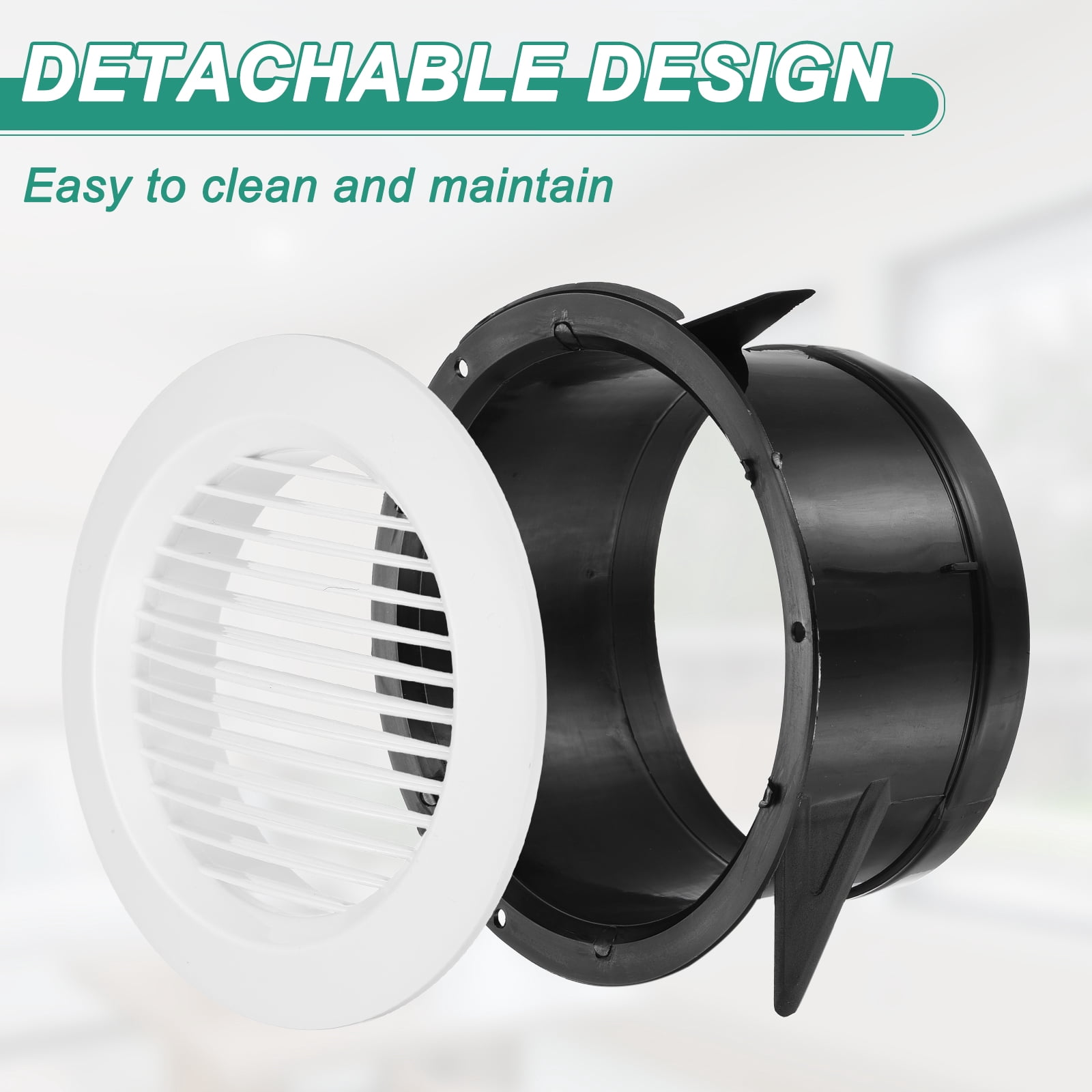 Uxcell 2pcs Soffit Vent 5" ABS Round Exhaust Louvered Soffit Vent Grille Cover Ceiling Diffuser for Home Bathroom Office Kitchen Ventilation System