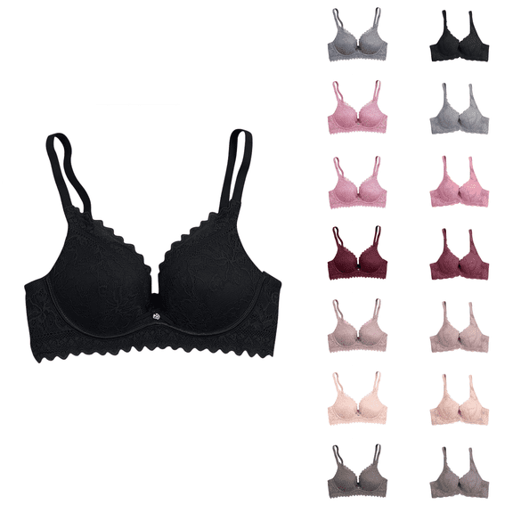 Ahuyic Womens Bra,Summer Plus Size Bra,Womens Lace Patchwork Bra With Breathable And Sagging Lightweight Underwear,Gray,S