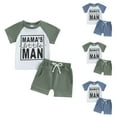 thumbnail image 3 of Gerichy Baby Boy Outfits Toddler Baby Boy Summer Clothes Letter MAMA'S little MAN Print Shorts Set 0 6 12 18 24 Months 2T 3T 4T Outfits Baby Boys Summer Outfit Top Shorts 2 Piece Clothes Set, 3 of 4