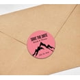 thumbnail image 3 of Darling Souvenir Round 45 Pcs Snowy Mountain Save The Date Stickers Personalized Bride Groom Names And Date Envelope Seals- Peach & White, 3 of 4