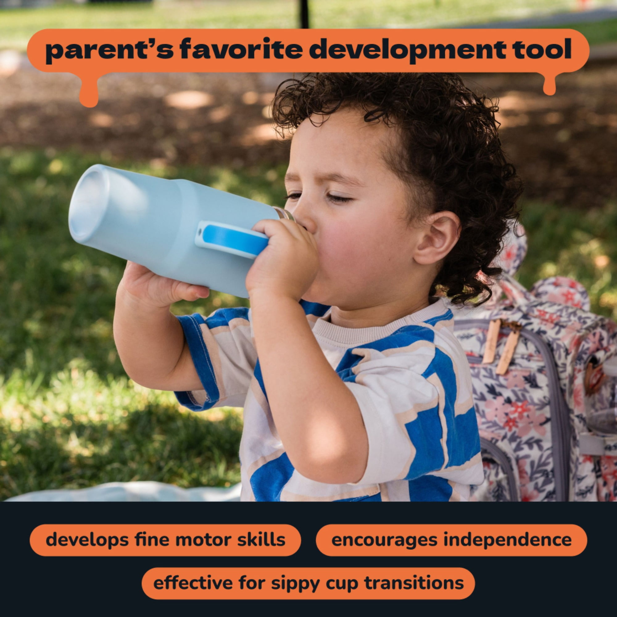 YAYA My First Travel Tumbler for Preschool & Kids 3+, Insulated Stainless Steel Tumbler with Reusable Silicone Straw & Spill-Proof Lid, Cup Holder Compatible, BPA-Free, 12oz, JackOLantern