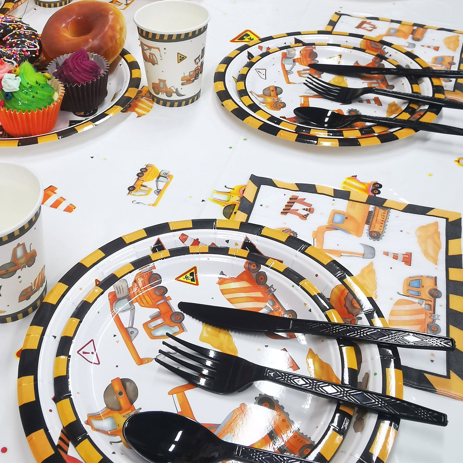 Mocsicka Construction Birthday Party Supplies 251 PCS Construction Birthday Decorations Kit Construction Birthday Banner Plates Napkins Balloons for Kids