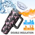 thumbnail image 5 of Pink Breast Cancer Tumbler with Handle and Lid,40oz Double Wall Vacuum Insulated Tumbler,Cups Gift for Women and Men, 5 of 7