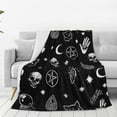 thumbnail image 2 of Skull Cat Moon Gothic Throw Blanket 80 x 60Inch, Lightweight Soft Warm Sherpa Fleece Plush Skull Goth Blankets for Bed Chair Sofa Couch Bedroom Bedding Decor, All Season Gifts, 2 of 6