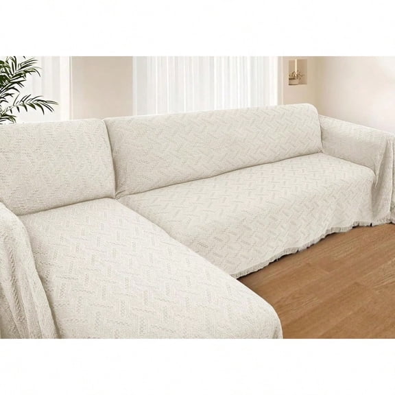 Sectional Couch Covers for Sectional Sofa L Shaped Sofa Cover Blanket 2 Pieces L Shape Furniture Protector for Pets Dogs Ivory X-Large