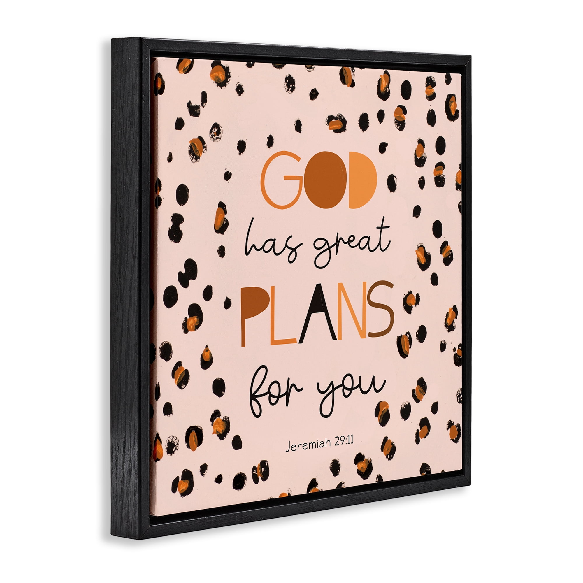 Stupell Industries God Has Plans For You Black Framed Floater Canvas Wall Art, design by Patricia Pinto