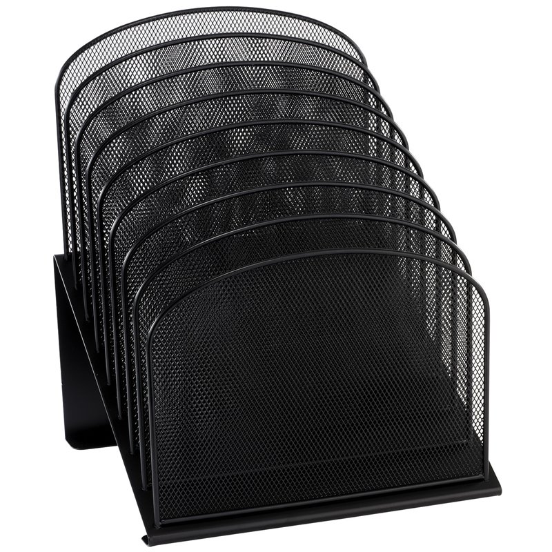 Scranton & Co Black Mesh Desk Organizer with 8 Slanted Sections