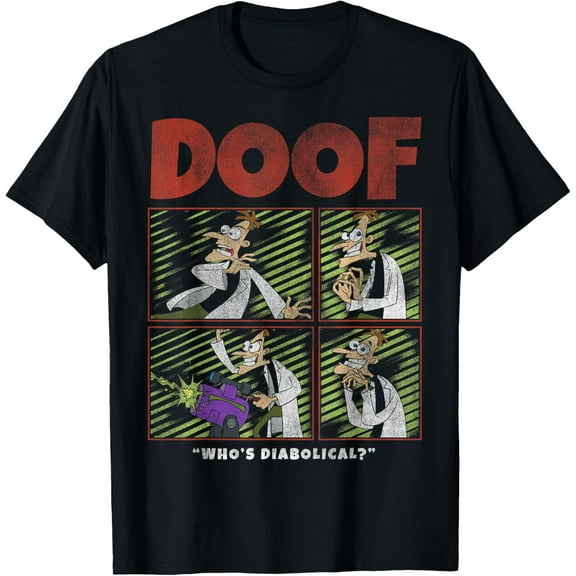 Phineas And Ferb T-shirt DOOF Box Up T-Shirt Cotton Short Sleeve Crew Neck Soft T-shirt