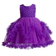 thumbnail image 4 of Kids Purple Dress for Girls Ruffle Toddler Tulle Dress Girls Birthday Dress Kids Dress 2-3Y, 4 of 5