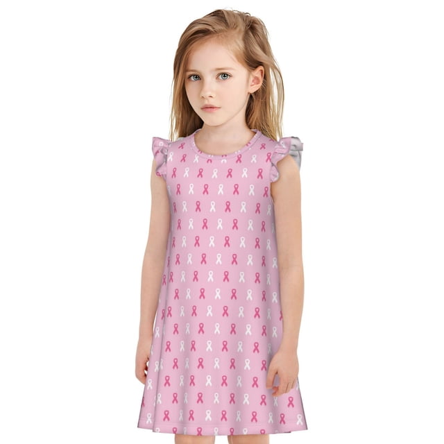 Balery Breast Cancer Awareness5 Camisón de princesa para niñas, pijama de algodón con mangas abullonadas, suave y bonito.-X-Large