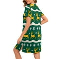 thumbnail image 5 of Women Christmas Nightgown Zip Front Short Sleeve Sleepwear Soft Fleece Loungewear House Dress Nightshirt, 5 of 7