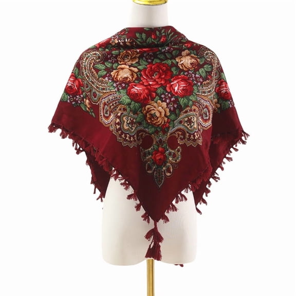 Ethnic Style Square Scarf Retro Multi-color Warm Dustproof Windproof Multifunctional Scarf