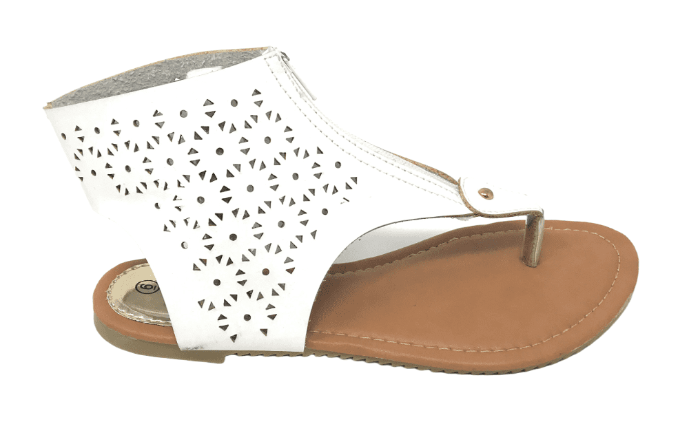 Victoria K Women's Laser Cutout Thong Front Sandals