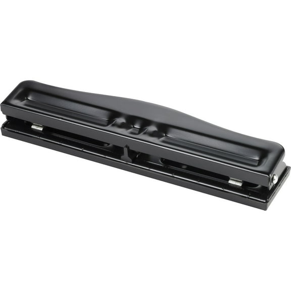 Business Source 3-Hole Adjustable Paper Punch - 3 Punch Head(s) - 11 Sheet of 16lb Paper - 1/4" Punch Size - Round Shape - Black | Bundle of 5