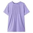 thumbnail image 4 of Linfrsh Shirts for Teen Girls Floral Girls Casual Crewneck Cap Sleeve T Shirts Summer Tunic Tops Loose Fit Cute Tee(Purple,Size 10-12 T), 4 of 4