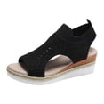 thumbnail image 5 of Rokment Womens Platform Wedge Gladiator Sandals Stylish Comfortable Elastic Mesh Espadrilles Memory Foam Chunky High Heels Athletic Slip on Walking Summer Shoes Black Size 6.5, 5 of 7