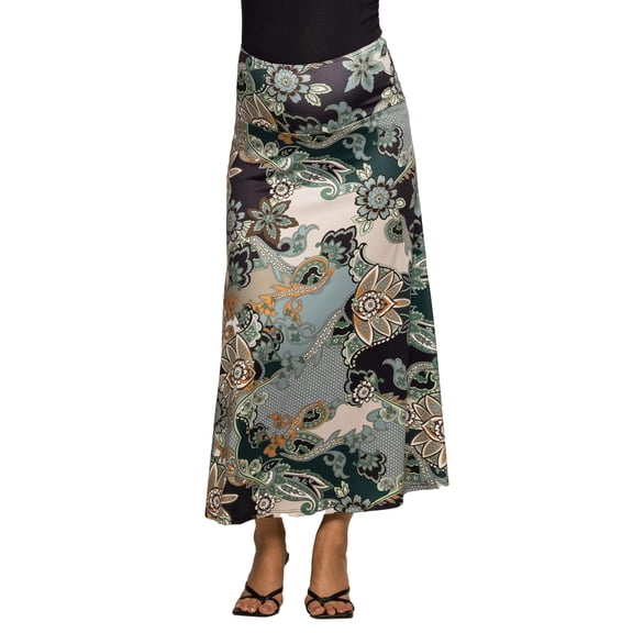 Maternity Paisley Elastic Waist A Line Maxi Skirt