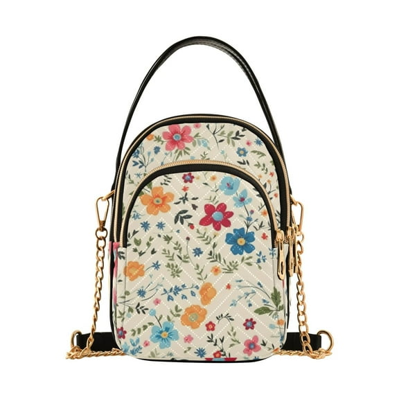 joogoo Women Flowers Floral Beautiful Chain Crossbody Bags Shoulder Handbag Phone Purse