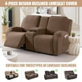 thumbnail image 3 of Recliner Loveseat Cover with Middle Console Stretch Reclining Sofa Slipcover for 2 Seat Jacquard Reclining Couch Sofa Covers Furniture Protector with Elastic Straps Bottom (Coffee), 3 of 13
