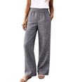 thumbnail image 3 of Breezora Straight Leg Woven Casual Pants for Women Summer Lightweight Pull On Trousers Comfortable Daily Work Bottoms with Pockets, 3 of 9