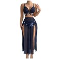 thumbnail image 2 of Fashion Women's Long Sleeve Off-The-Shoulder Solid Solor Mesh Set, 2 of 8