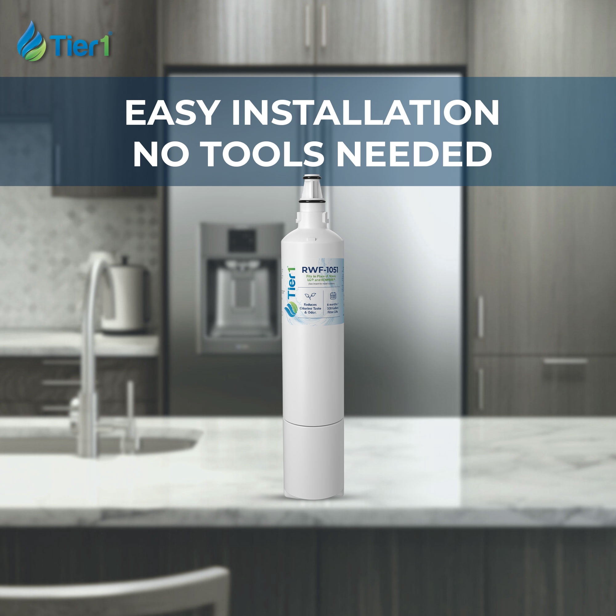 Tier1 RWF1051 5231JA2006A Refrigerator Water Filter | Replacement for LT600P, Kenmore 9990, 5231JA2006F, RWF1000A, CLCH104 | Up to 18 Months Supply | Easy Install | Odor Control | Clean Water (3-pk)