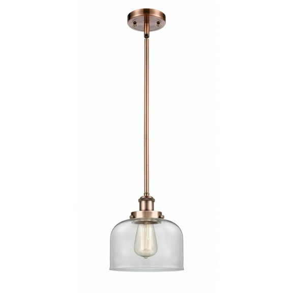 916-1S-AC-G72-Innovations Lighting-Bell - 1 Light Stem Hung Mini Pendant In Industrial Style-10 Inches Tall and 8 Inches Wide-Antique Copper