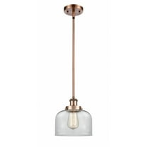 916-1S-AC-G72-Innovations Lighting-Bell - 1 Light Stem Hung Mini Pendant In Industrial Style-10 Inches Tall and 8 Inches Wide-Antique Copper