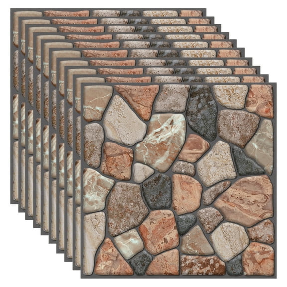 10Pcs 3D Wall Panel Peel and Stick 30CMx30CM Brick Texture Wall Tiles Stickers with Aluminum Foil Backing Adhesive PVC Self Adhesive Wall Paper for Interior Wall Decor Type 1