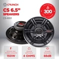 thumbnail image 3 of Crunch 300 Watts 6.5-Inch 3-Way 4 Ohms Steel Basket CS Speakers, Black | CS-653, 3 of 13