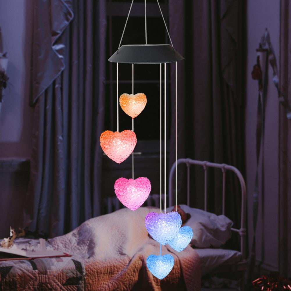 6LED Colorful Love Heart Wind Chime Lampe Energie Solaire Jardin Suspendu Lampe 
