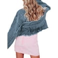 thumbnail image 2 of ZAXARRA Women Denim Jacket, Long Sleeve Turn-down Collar Button Closure Stars Tasseled Fall Jacket Streetwear, 2 of 7